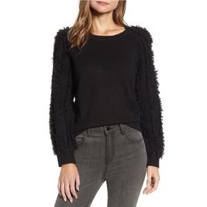 1.STATE
Crew Neck Fringe Sleeve Tunic Sweater In Rich Black